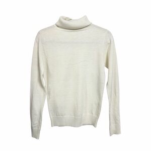Active Basic Womens Sz M White Turtleneck Knit Sweater Long Sleeve Winter NWT